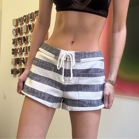 L’Agence Striped Lace Up Shorts